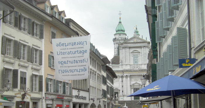 Ankündigung der Solothurner Literaturtage im Mai 2013. (Foto: Urs Scheidegger)